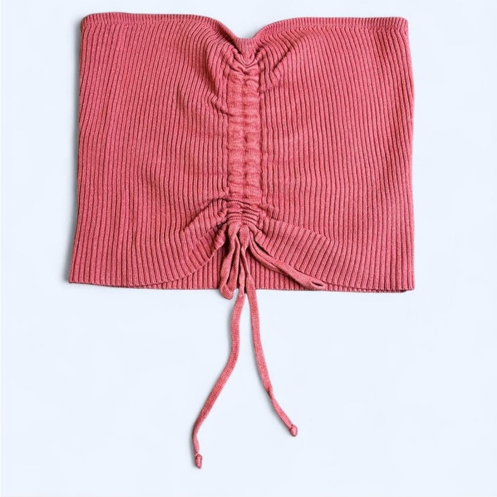 Love Tree Ribbed Ruched Tube Top - Rust Medium - Picture 2 of 7